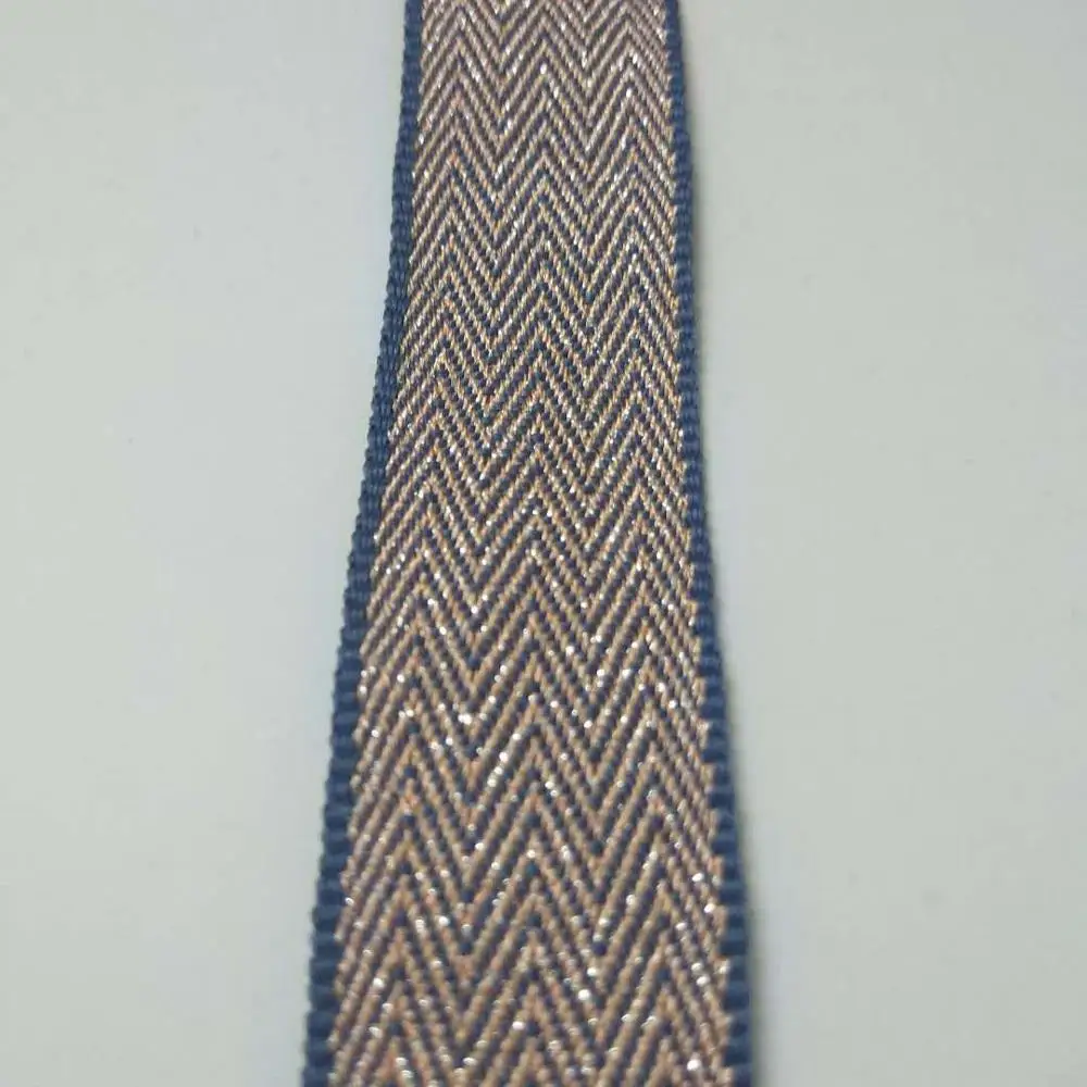Pink Blue Navy Character pattern Woven Webbing 2.5cm wide Polyester Webbing Silver wire Nylon Ribbons For Clothing 1 yard - Цвет: Pink Blue