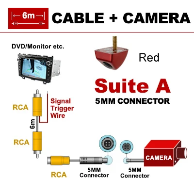 Red 6m SINOSMART Лидер продаж универсальная HD автомобильная парковочная камера заднего вида/фронтальная камера для автомобиля желтый синий красный коричневый белый черный - Название цвета: Red 6m