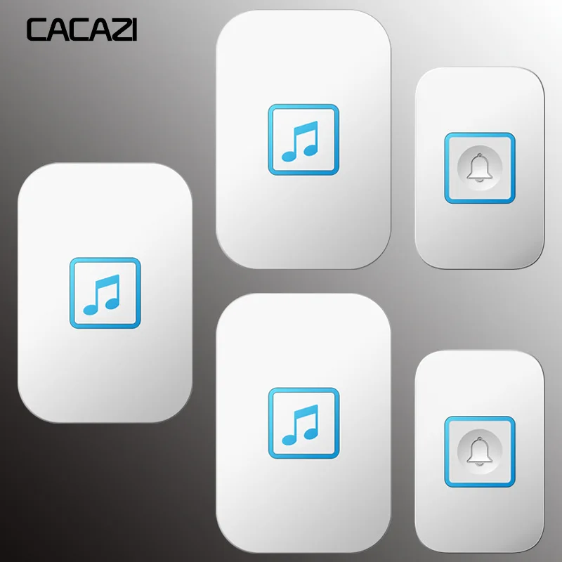 Беспроводной дверной звонок CACAZI, водонепроницаемый, интеллектуальный, дистанционный, 300 м, дверной звонок, домашний, светодиодный, ЕС, штекер, светильник, звонок, 1, 2 кнопки, 1, 2, 3 приемника - Цвет: white2x3