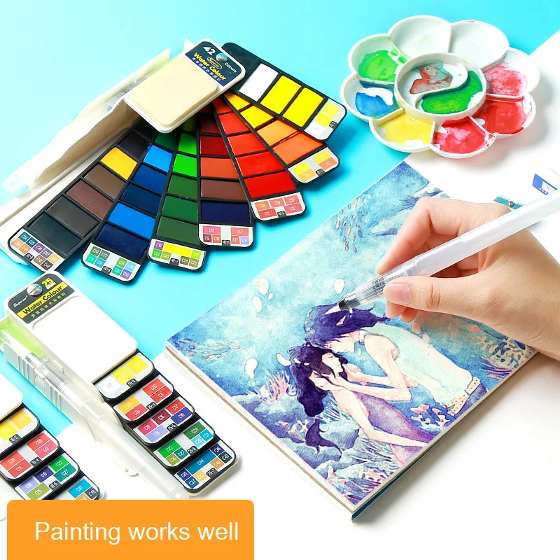 Веерообразная Акварельная краска твердый набор акварельных красок для