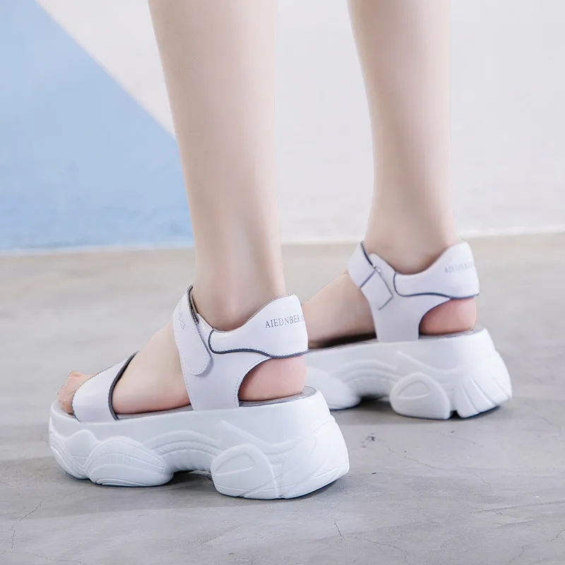 Пляжные сандалии на платформе Женская обувь из натуральной кожи Женские