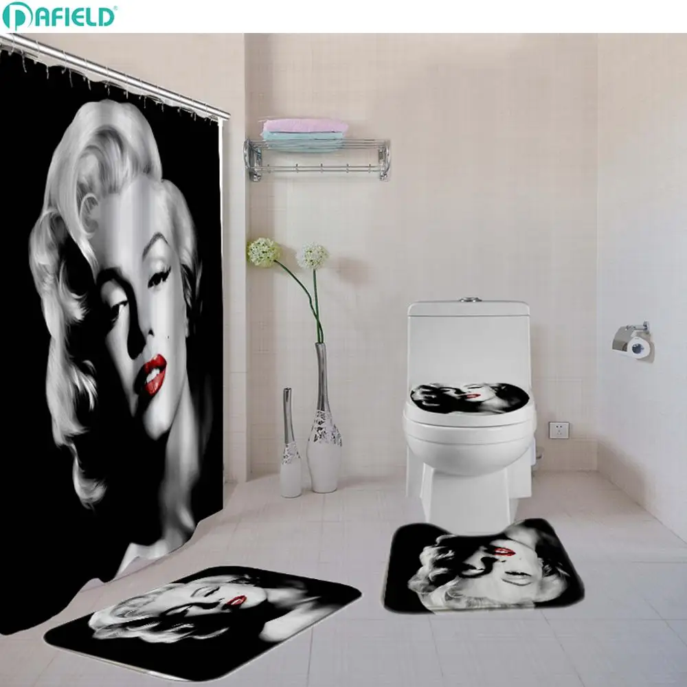 4 шт./компл. привлекательная Женская занавеска для душа в ванную комнату Набор