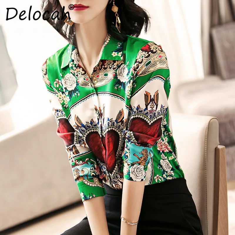 Delocah новый летний модельер Блузка Женская Топ с длинным рукавом Великолепная