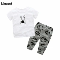 kimocat summer kids boys and girls sets 2pcs t shirtpants animal printing baby boy girl clothes unisex cotton clothing