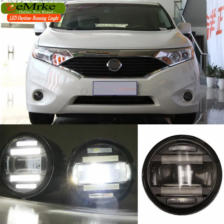 

EeMrke автомобильный Стайлинг для Nissan Quest RE52 2011- 2 в 1 многофункциональные светодиодсветодиодный Противотуманные фары DRL с линзами дневные ходо...