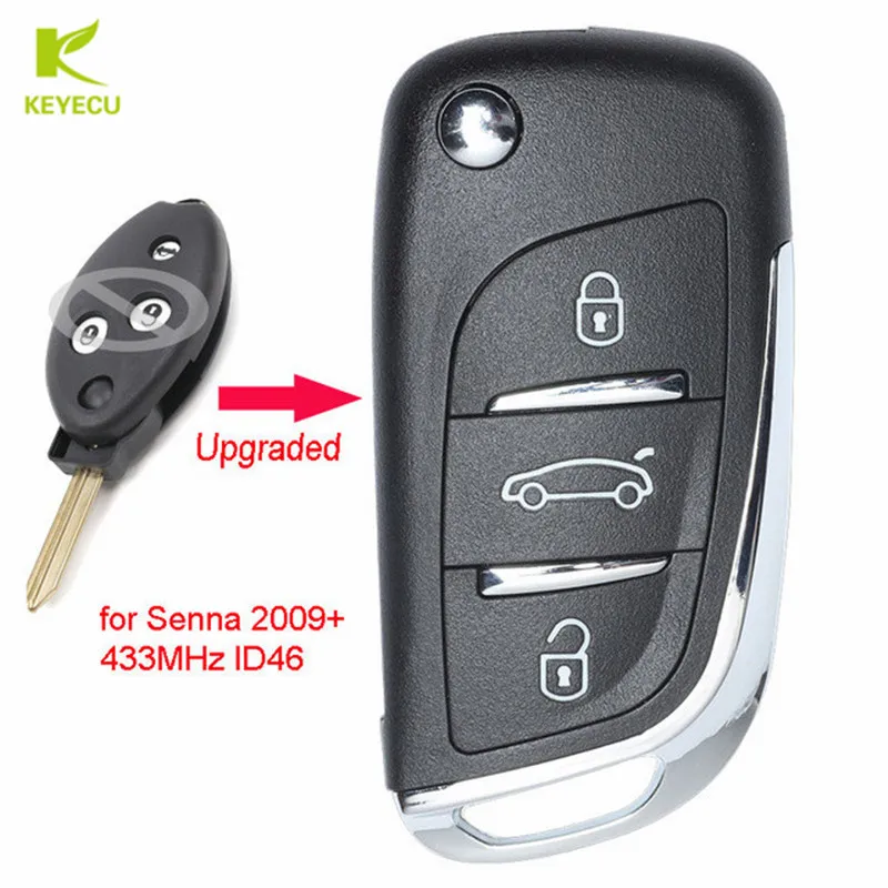 Обновленная флип система KEYECU с тремя кнопками 434 МГц ID46 для Peugeot Senna 2009 +