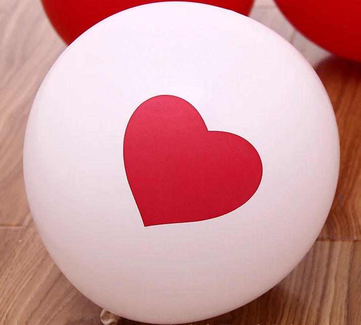 100 шт. 12-дюймовые белые и красные воздушные шары в форме сердца для украшения дня