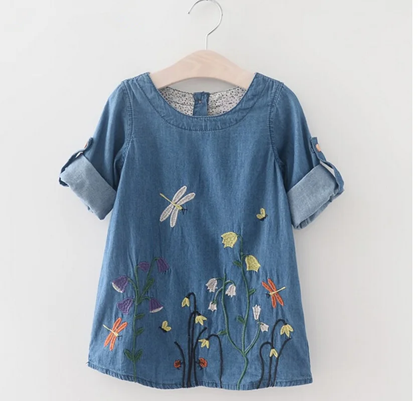 Джинсовое платье для девочек Новинка весна-лето 2019 повседневные Детские платья с