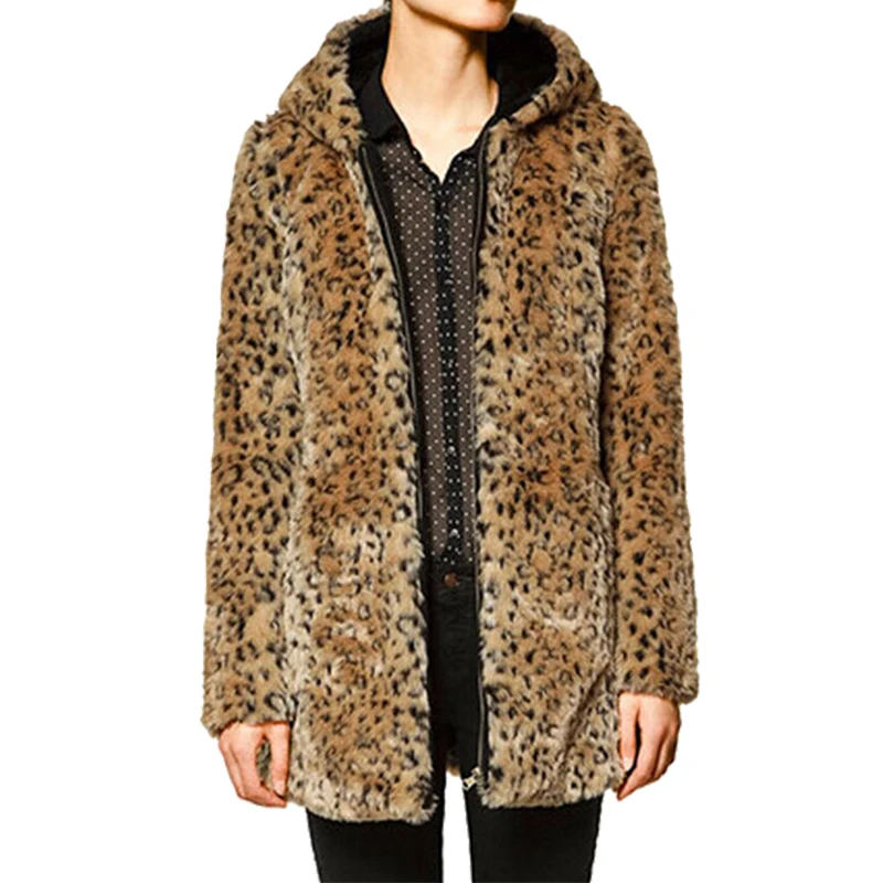 

Leopard Print Winter Women Men Faux Fur Coat Zipper Sexy Casual Warm Soft Female Male Fur Jacket Plus Size Outerwear