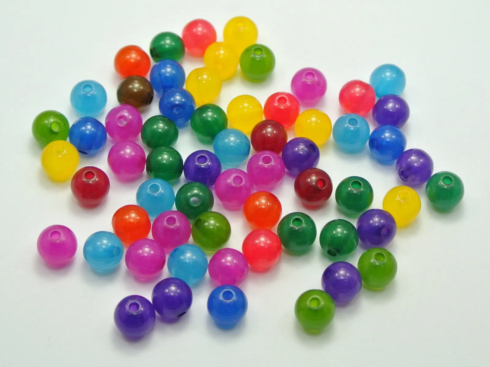 

200 Mixed Color Acrylic Smooth Round Beads 8mm Imitation