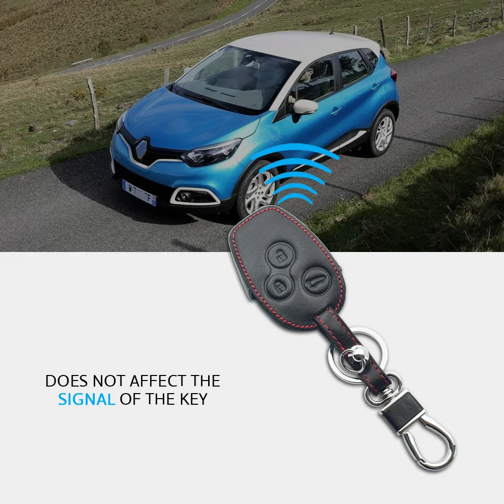 Кожаный чехол для автомобильного ключа Renault Clio Logan Dacia Sandero Trafic Master Kangoo 3 кнопки