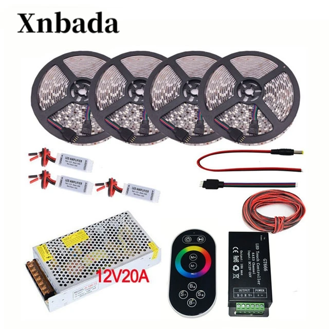5050 SMD RGB светодиодная лента Набор 60led/m DC12V 5 M 20 Светодиодная гибкая лампа + адаптер
