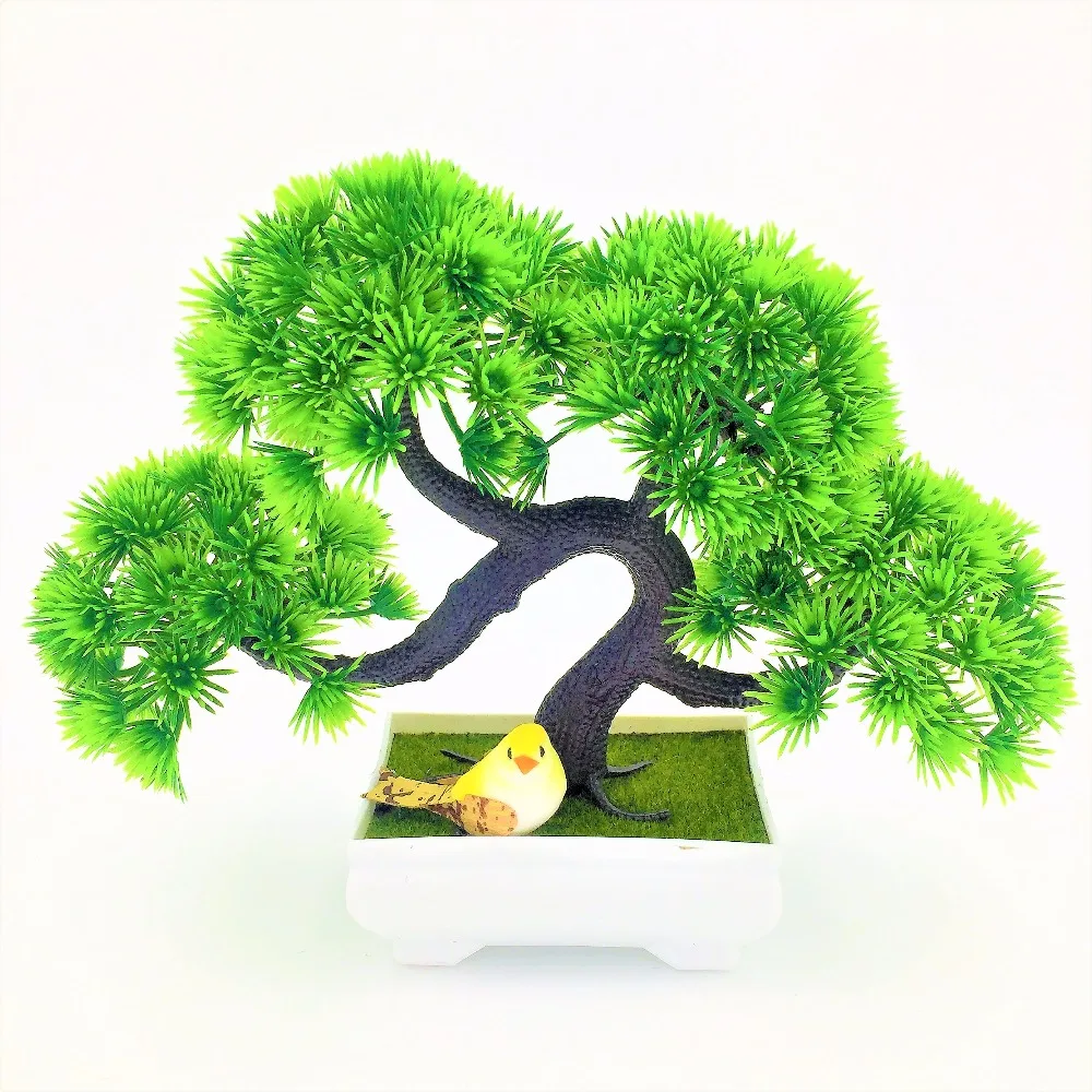 1 шт.. Декоративные искусственные цветы из сосны имитирующие бонсай зеленые