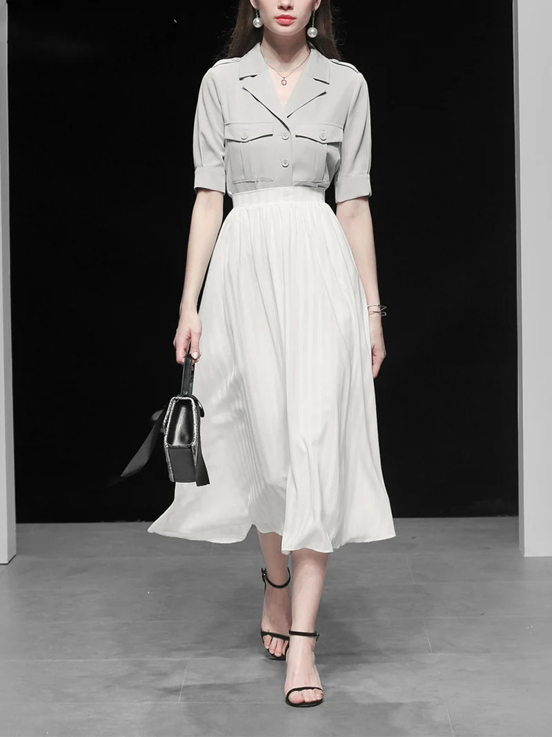 Женский комплект из двух предметов однотонная однобортная блузка с коротким