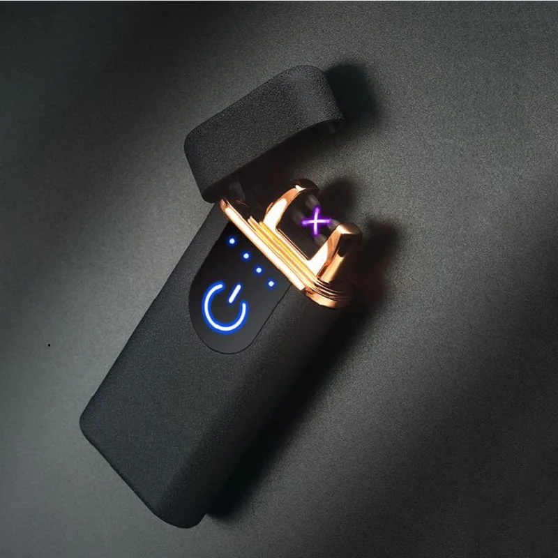 LED Fingerprint Touch Switch Ignition Power Balance Display Creative Lighter USB Charging Electronic Windproof | Дом и сад