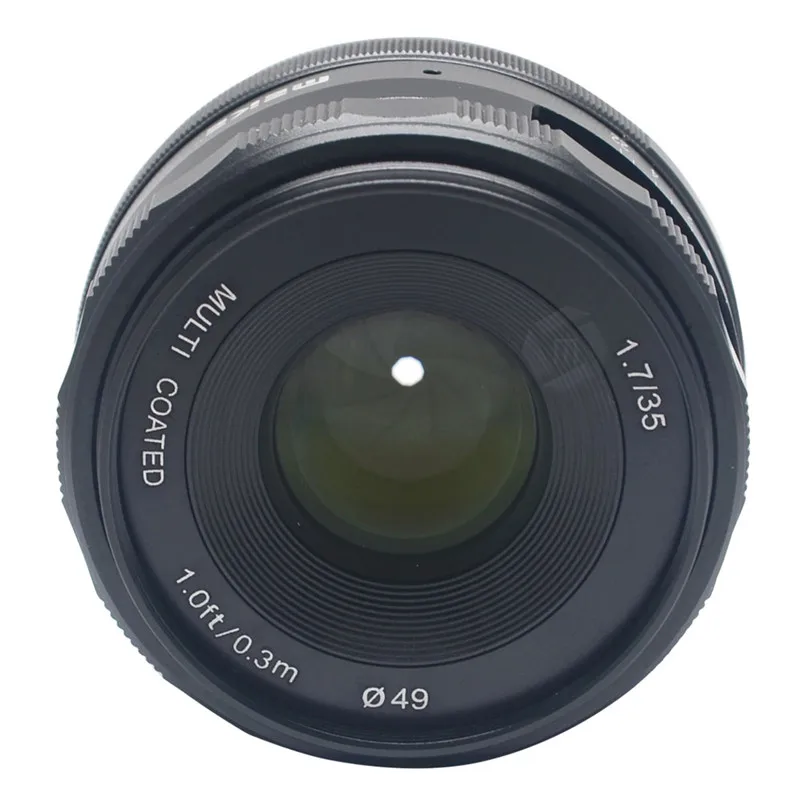 Ручная Фокусирующая линза Mcoplus Meike 35 мм f1.7 для Sony E Mount A6000 A6300 A6500 A7 A7II A7III A7S A7R NEX5 NEX6
