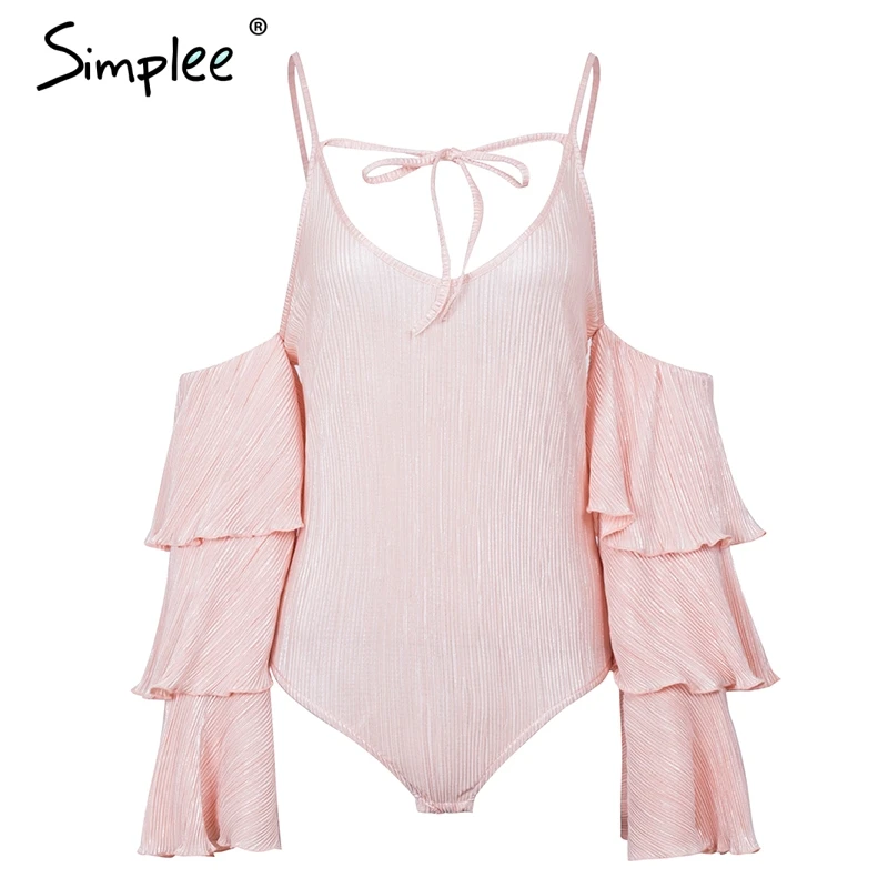 женское розовое боди Simplee женский костюм пляжного типа с прорезями на плечах
