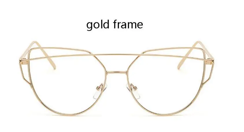 gold frame Черные очки кошачий глаз с прозрачными линзами, изысканные очки, прозрачные женские брендовые дизайнерские оптические очки с оправой, Lunette - Цвет оправы: gold frame