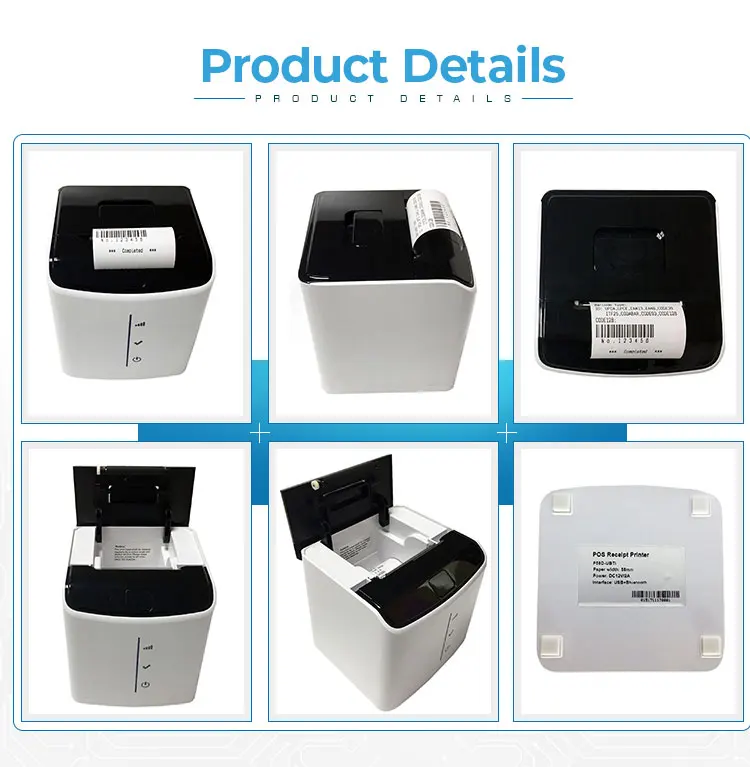Многопортовый Настольный маленький 58 мм POS термопринтер для чеков USB/Bluetooth/WIFI/SMS/GSM