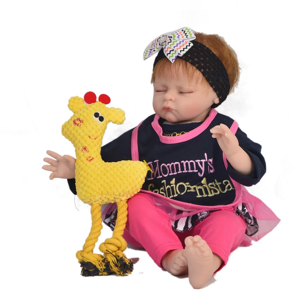 22inch baby Dolls reborn silicone toys infant Children Reborn Baby closed eyes babies for Kids Handmade Bonecas hot sale | Игрушки и