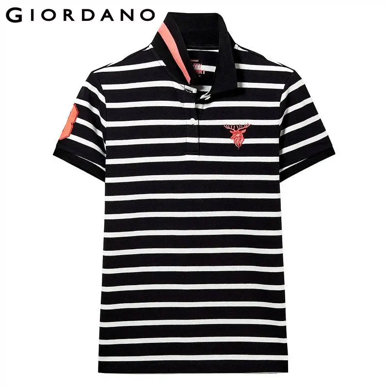 Giordano женская футболка Polo с короткими рукавами и вышивкой оленьей головы на груди