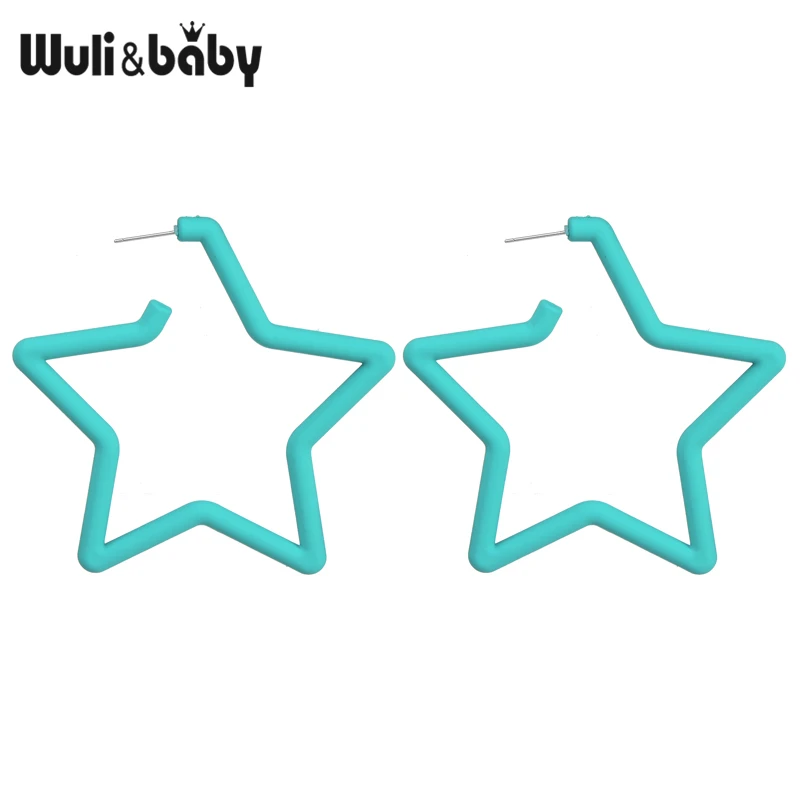 Женские серьги-кольца Wuli &amp baby в форме звезды желтые и зеленые массивные серьги