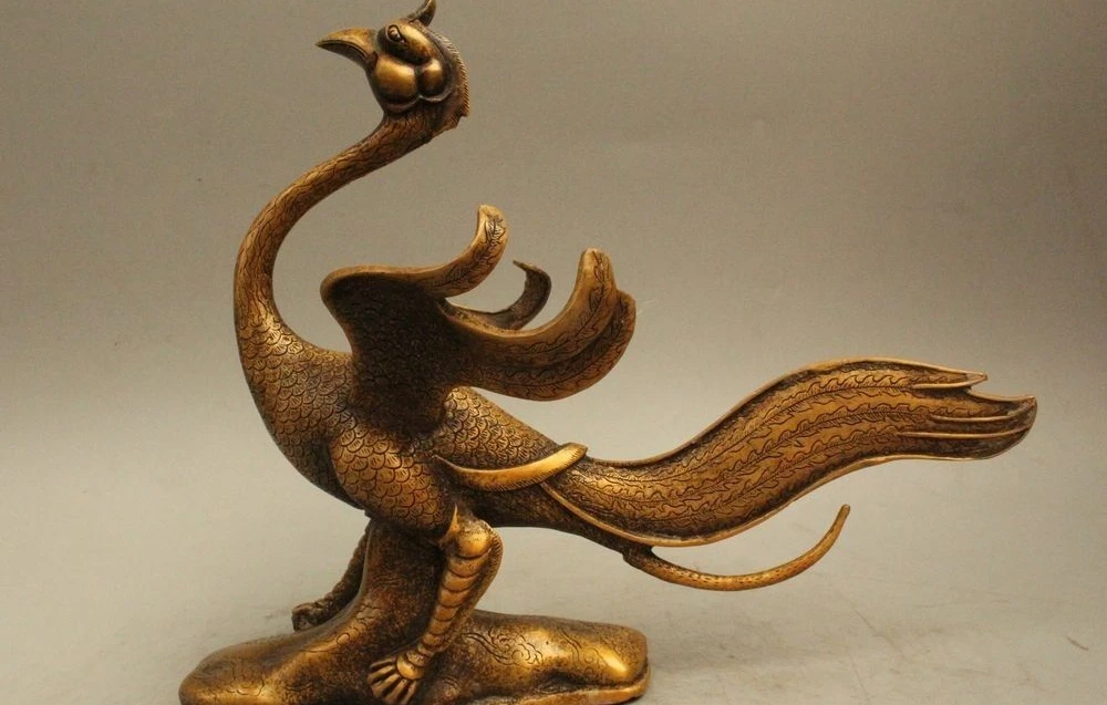 10 &quotКитайский Бронзовый феншуй Fly Phoenix Juno Wonder Bird fung-hwang статуя | Дом и сад