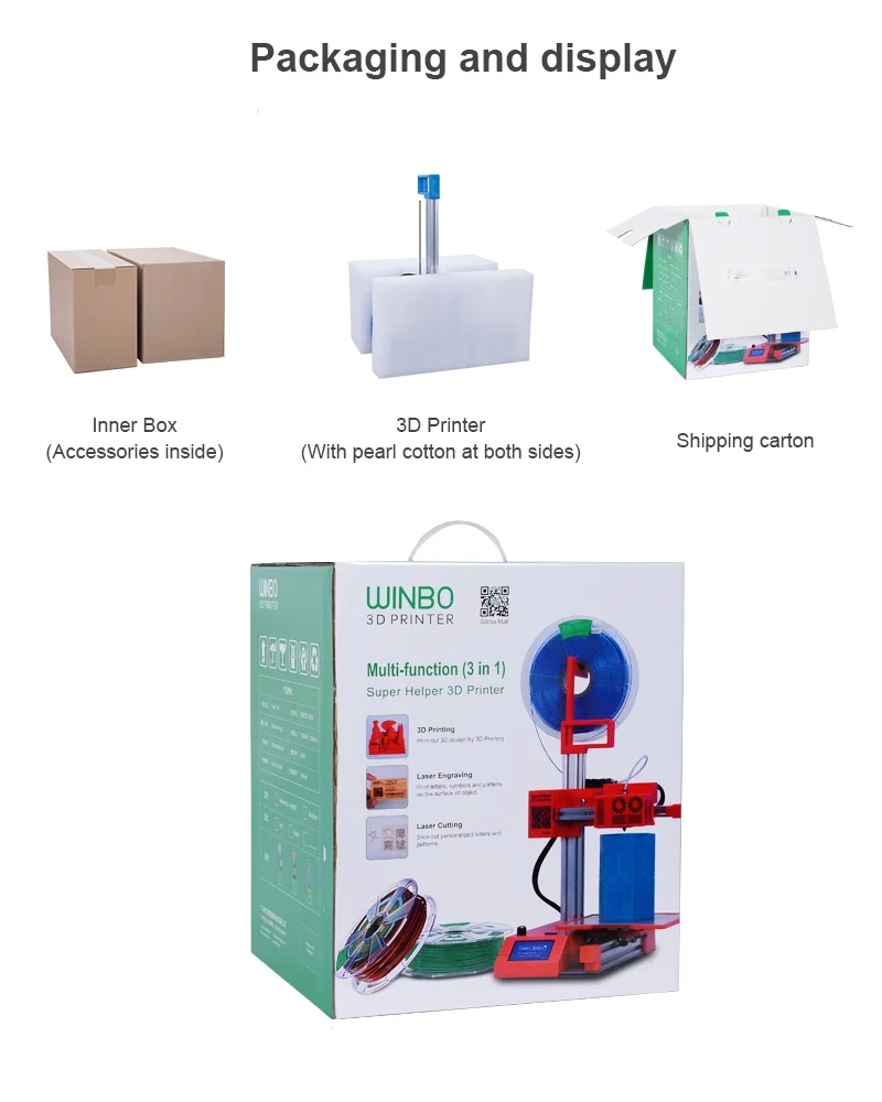 Cheap 3D Printer Multi-function (3 in 1)3D Printing+Laser Engraving+Cutting High-accuracy Winbo Super mini Assembled | Компьютеры и