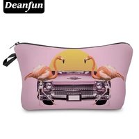 deanfun cosmetic bags 3d printed flamingo and car women makeup storage for travelling 51073