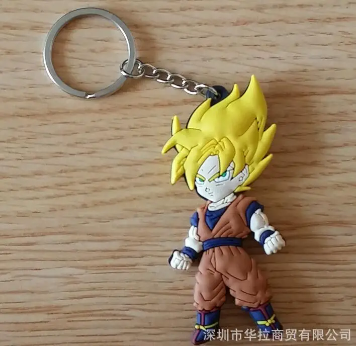 Серебристый Dragon Ball Z Son Goku, супер ПВХ детали, рисунок, милый кулон, украшение, унисекс, сумка, цепочка, подвески, брелок для ключей - Цвет: Серебристый