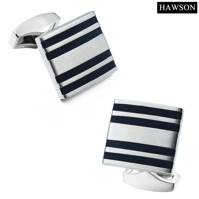 Мужские матовые запонки HAWSON простые черные эмалированные с коротким рукавом |