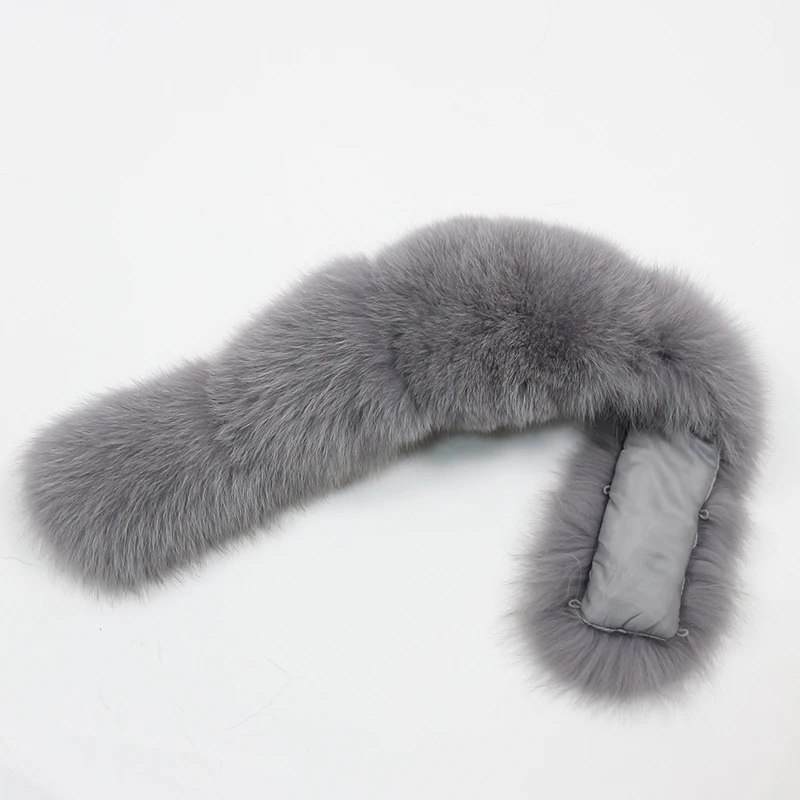 grey gox fur OFTBUY натуральный меховой воротник большой натуральный мех енота лисий мех - Цвет: grey gox fur
