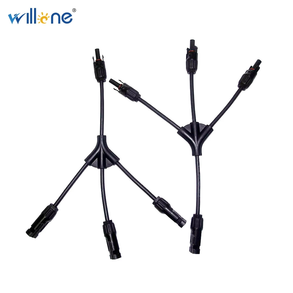 

Willone 2 Pair free shipping PV cable connector Y branch for solar system,1 to 3 branch cable connector