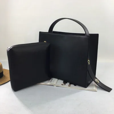 All Black Новая модная женская сумка из натуральной коровьей кожи, сумка через плечо, женская простая классическая сумка, Женская композитная сумка для девушек 286 - Цвет: All Black