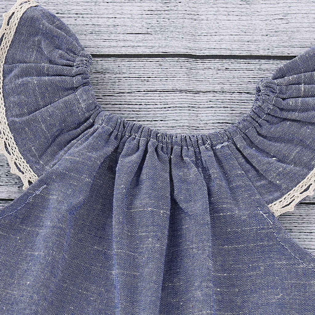 Новинка лета 2019 Модный комплект для маленьких девочек: Кружевная блуза с