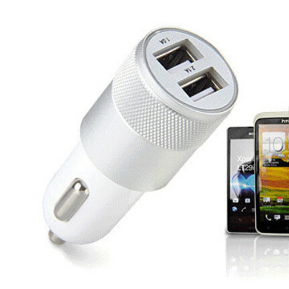 2.1A 1A Dual USB Автомобильное зарядное устройство из алюминиевого сплава универсальная интеллектуальная зарядка автомобильное зарядное устройство для iPhone samsung мобильный телефон Android
