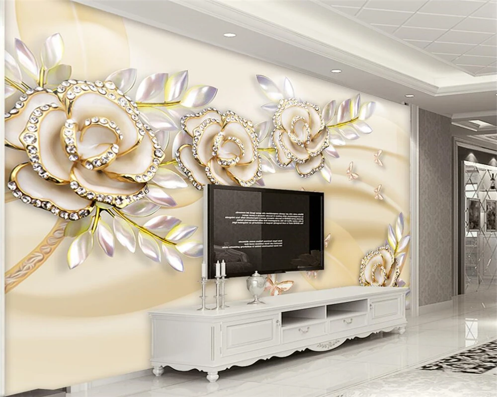 

Обои для стен 3 d 3d, модные, высокие, европейские, золотые, розовые листья, фотообои