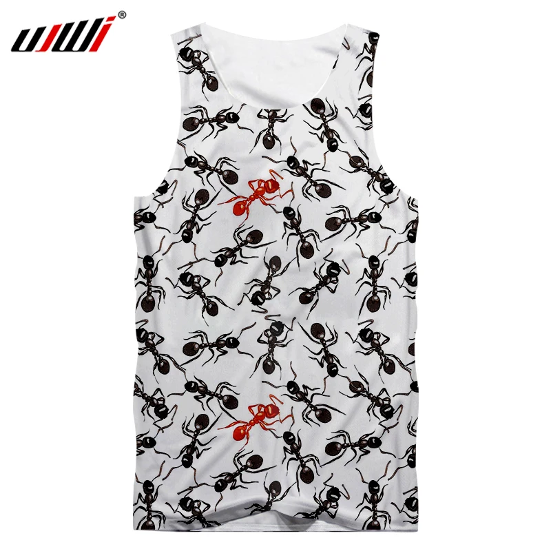 Майка UJWI мужская с 3D принтом черная и красная тенниска круглым вырезом уличная