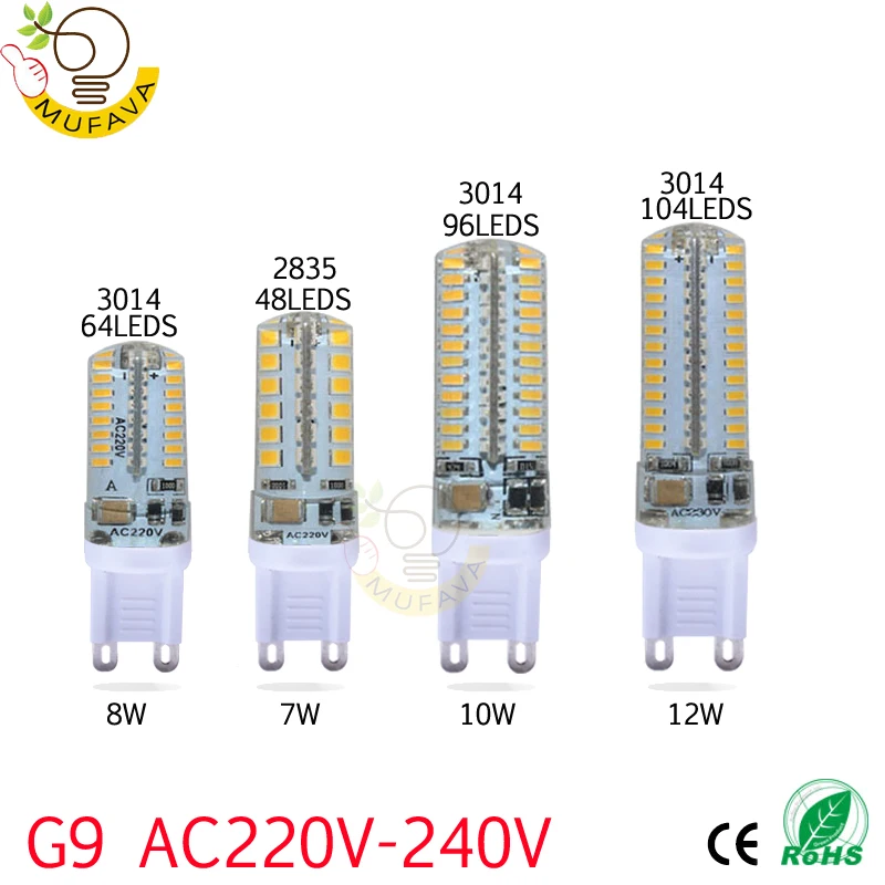 G4 G9 Светодиодная лампа DC12V AC220V SMD 3014 2835 4014 кукурузная замена галогенная g4 g9 | Лампы