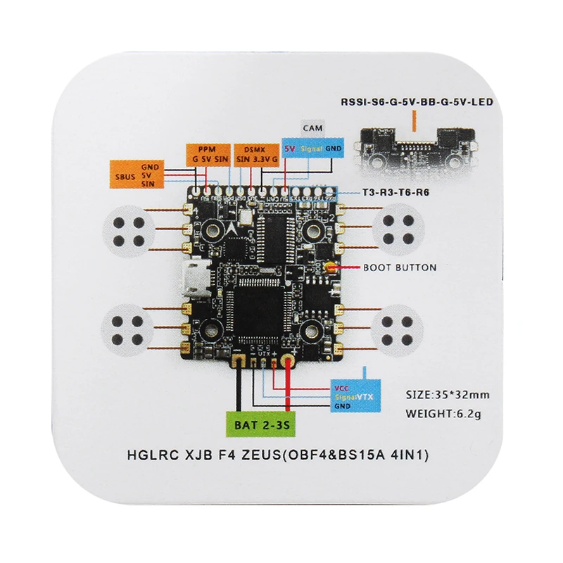 HGLRC F4 Zeus Flytower STM32 F405 Контроллер полета AIO OSD BEC PDB черные коробки 15A BLheli_S 4 в 1 ESC для