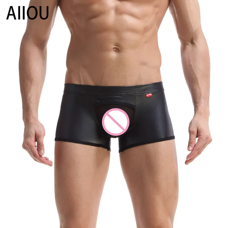 Нижнее белье AIIOU для мужчин боксеры уникальный дизайн геев Сетчатая Сумка пенис u