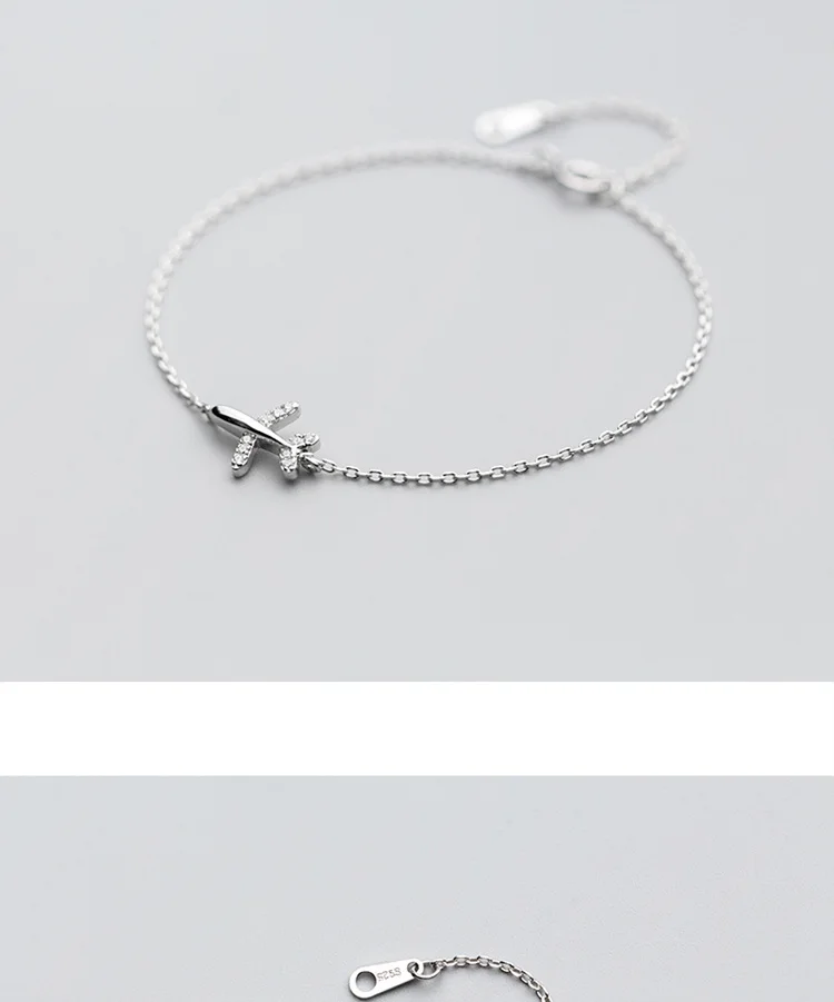 Trusta, Настоящее серебро 925 пробы, модное женское ювелирное изделие, самолет с CZ браслетом 15,5 см для девочек-подростков, подарок для девушек DS1012