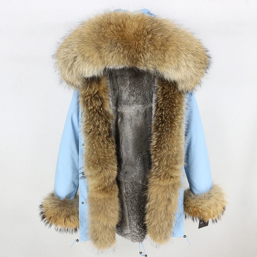 Женская парка с воротником из меха енота длинная теплая куртка подкладкой