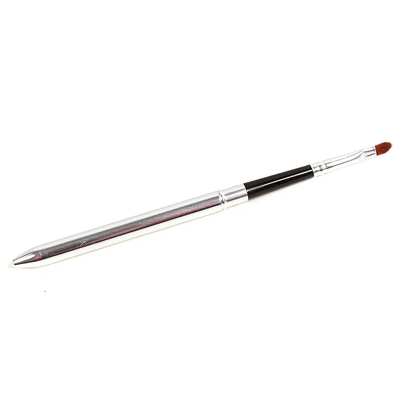 Портативная Серебристая Кисть для макияжа губ ручка с металлической ручкой