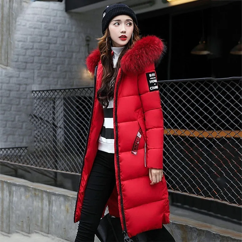 Зимняя новинка Повседневная Женская куртка с большим меховым воротником парка