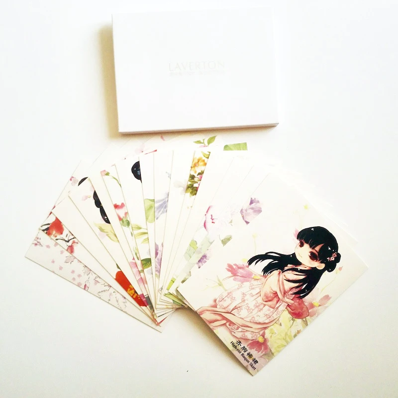 16 шт./кор. каваи/Милая ручная роспись Китайская традиционная одежда открытки