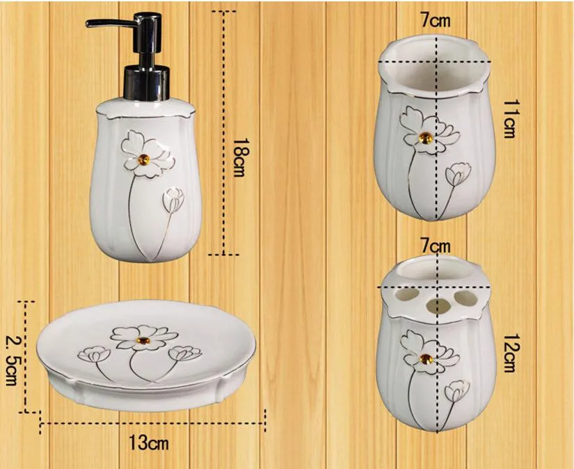 

gold bone china bathroom set ceramic bathroom supplies kit toothbrush cups kit wedding gifts Soap dish Toothbrush holder