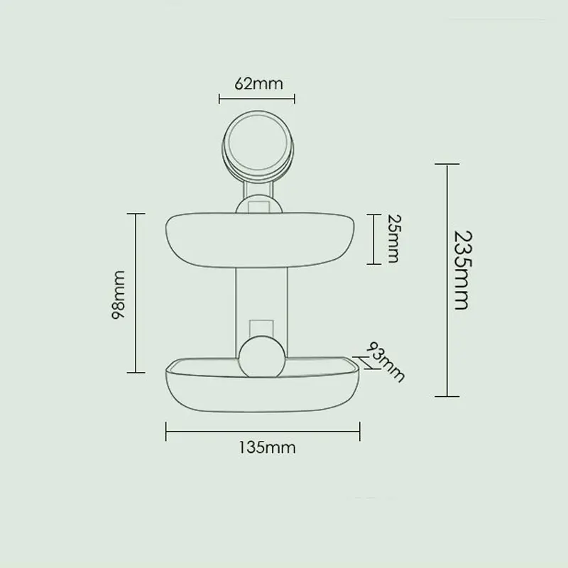 

Double Plastic Bathroom Soap Shelf Suction Cup Kitchen Wall Mounted Storage Holder Organizer Rack Home Shelves Accessories