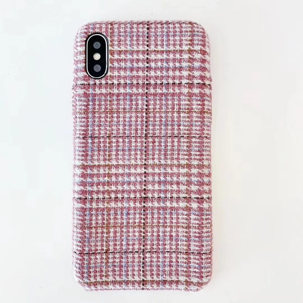 

Deluxe flannel pink plaid phone case for iPhone XS Max XR soft case 6s 7 8plus women's case