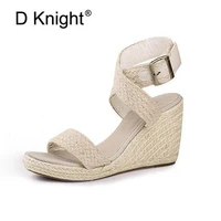 hot selling women gladiator sandals fashion open toe platform wedge sandals concise cross strap buckle high heels beach sandals